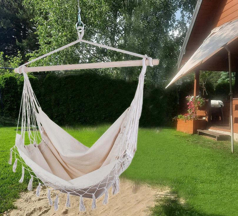 BIAŁY ECRU BOHO HAMAK BRAZYLIJSKI FOTEL NATURALNY